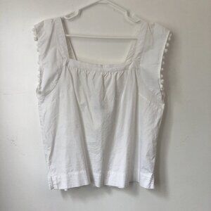 J Crew Square Plus Size14 Neck Strap Tank Top White Cotton Blend Summer 42-44"